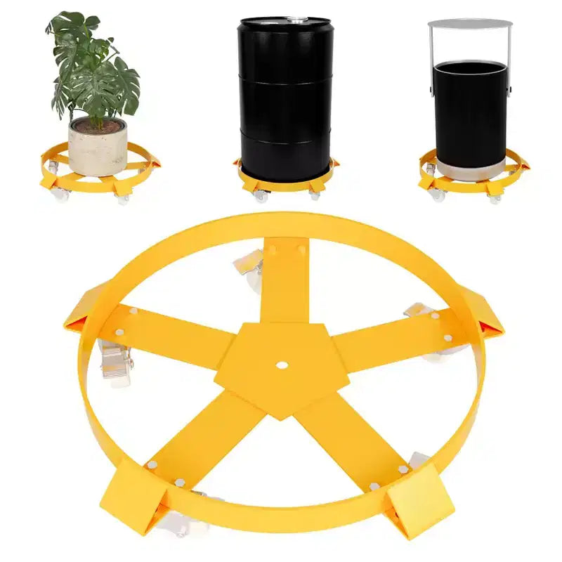 Diable pour fûts de 200 litres, Chariot à fûts robuste de 900 kg avec 5 roulettes pivotantes