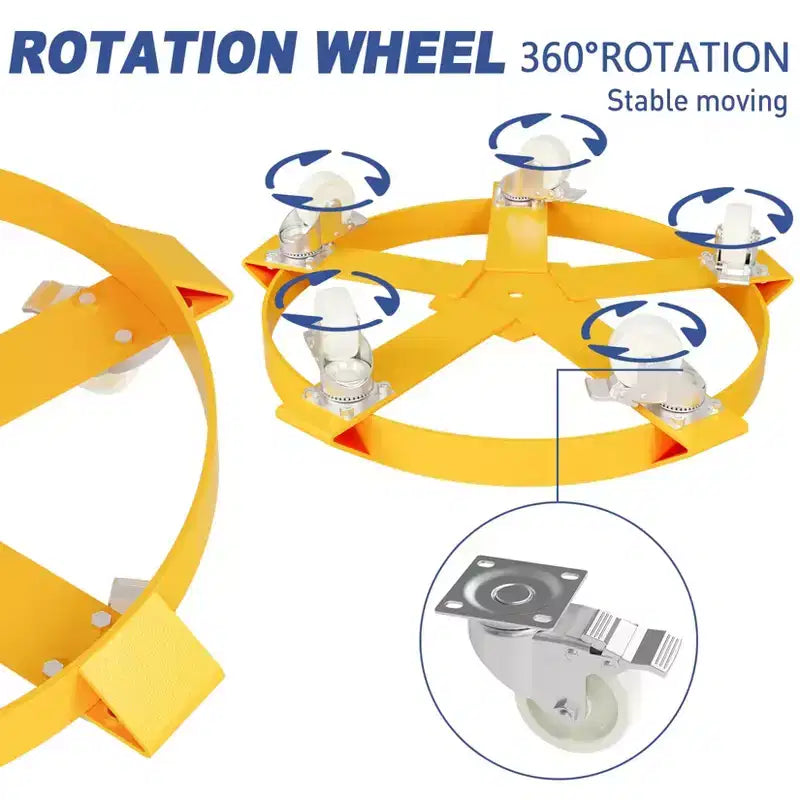 55 Gallon Drum Dolly, Heavy Duty 2000LBS Capacity Drum Cart with 5 Swivel Casters