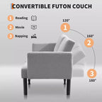 Canapé-lit futon, causeuse compacte, canapé-lit convertible moderne du milieu du siècle