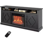 Meuble TV avec cheminée électrique de style ferme pour téléviseurs jusqu'à 65 pouces, cheminée avec télécommande de 23 pouces, grand espace de rangement, portes coulissantes de style grange