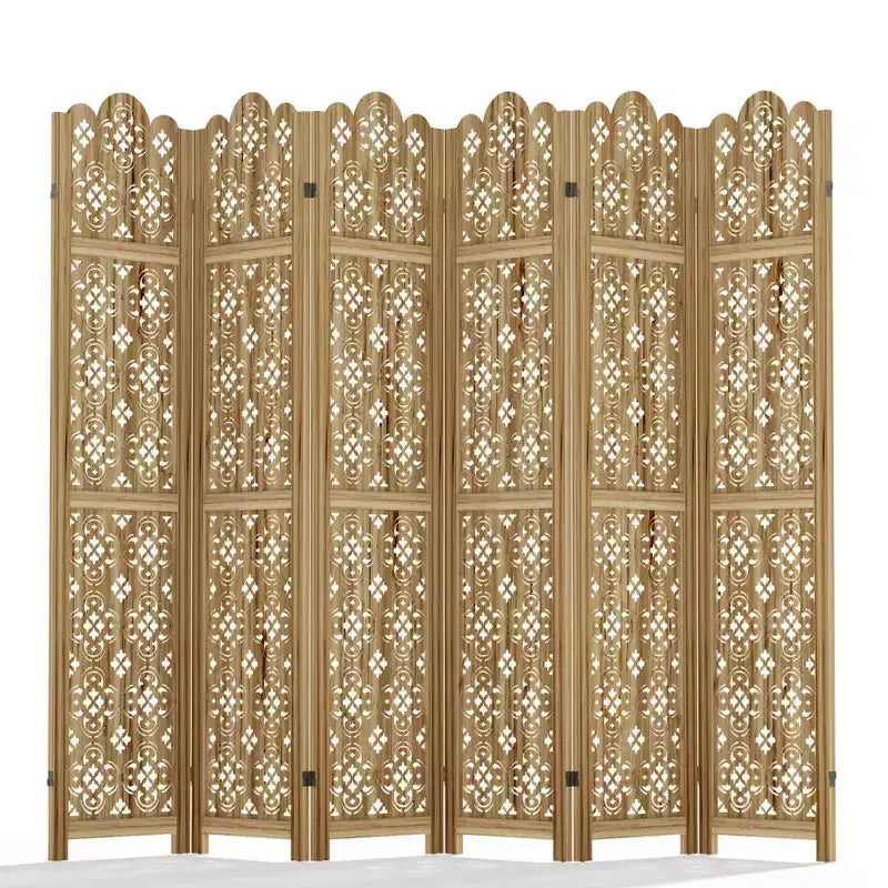95*67 in Wood Room Divider Folding Privacy Screen Freestanding Partition for Indoor, 6-Panels, Brown