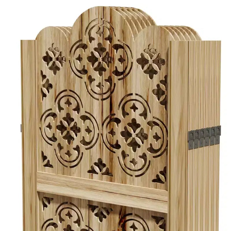 95*67 in Wood Room Divider Folding Privacy Screen Freestanding Partition for Indoor, 6-Panels, Brown