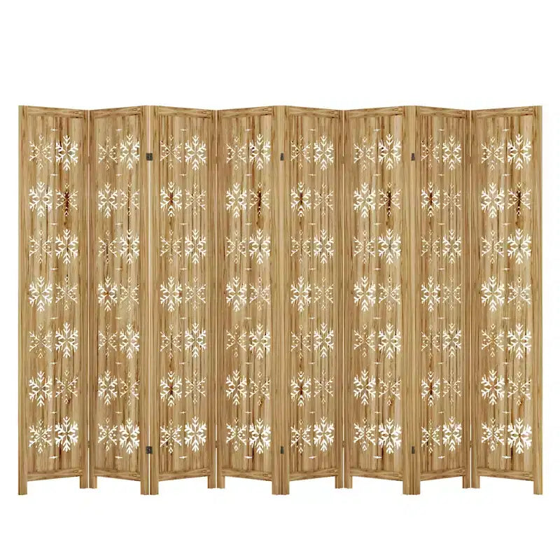 127*67 in Wood Room Divider Folding Privacy Screen Freestanding Partition for Indoor, 8-Panels, Brown
