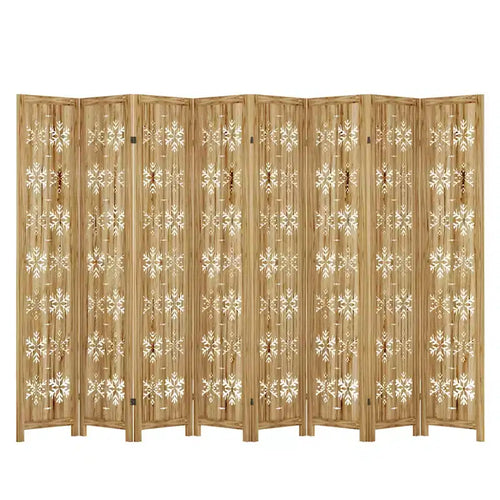 127*67 in Wood Room Divider Folding Privacy Screen Freestanding Partition for Indoor, 8-Panels, Brown