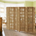 127*67 in Wood Room Divider Folding Privacy Screen Freestanding Partition for Indoor, 8-Panels, Brown