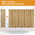 127*67 in Wood Room Divider Folding Privacy Screen Freestanding Partition for Indoor, 8-Panels, Brown