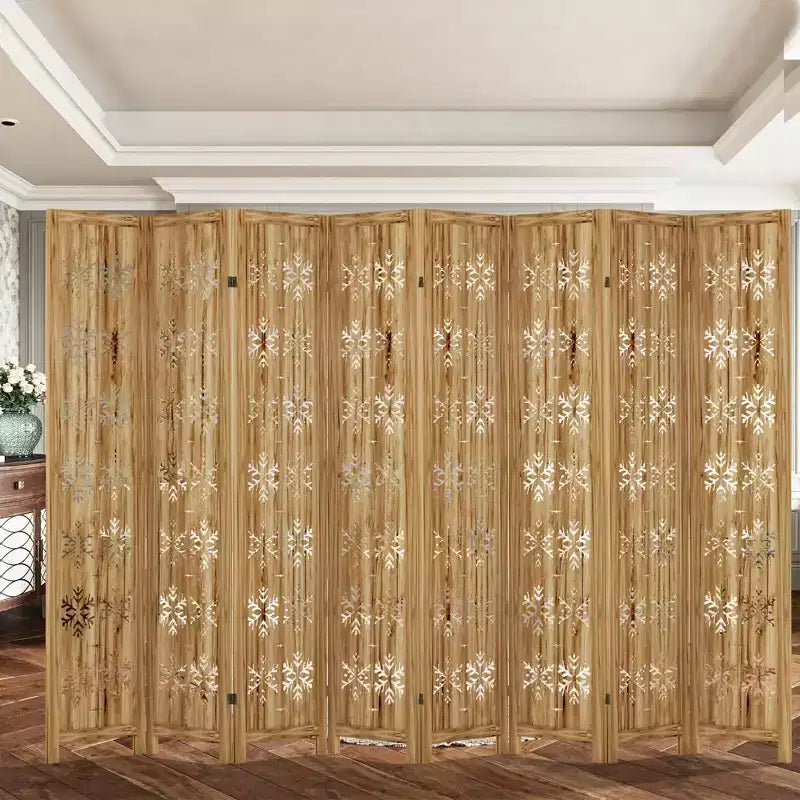 127*67 in Wood Room Divider Folding Privacy Screen Freestanding Partition for Indoor, 8-Panels, Brown