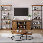 Étagère industrielle à 6 niveaux, Bibliothèque haute rustique à cadre métallique, Grand rayonnage de présentation vintage pour chambre à coucher, salon et bureau à domicile