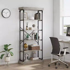 Étagère industrielle à 6 niveaux, Bibliothèque haute rustique à cadre métallique, Grand rayonnage de présentation vintage pour chambre à coucher, salon et bureau à domicile