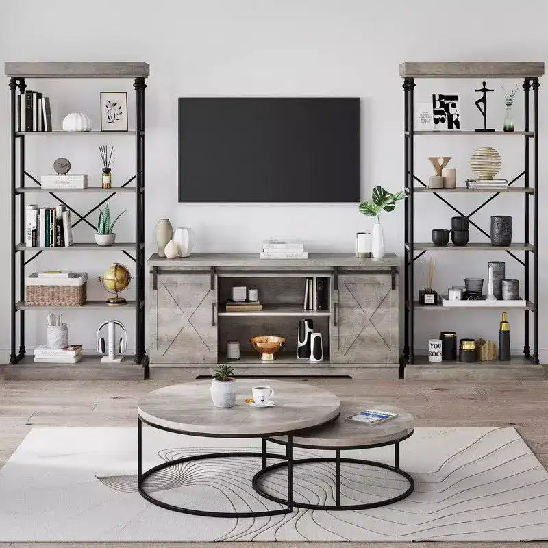 Industrial 6 Tier Bookshelf, Metal Frame Rustic Tall Standing Bookcase, Large Vintage Display Rack for Bedroom, Living Room and Home Office