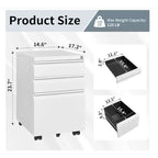 3 Drawer File Cabinet, with 4 Wheels, Locking File Cabinet for A4, Letter-Head, Legal-Size Folders, File Cabinet for Office&Study