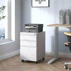 3 Drawer File Cabinet, with 4 Wheels, Locking File Cabinet for A4, Letter-Head, Legal-Size Folders, File Cabinet for Office&Study