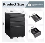 3 Drawer File Cabinet, with 4 Wheels, Locking File Cabinet for A4, Letter-Head, Legal-Size Folders, File Cabinet for Office&Study