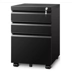 3 Drawer File Cabinet, with 4 Wheels, Locking File Cabinet for A4, Letter-Head, Legal-Size Folders, File Cabinet for Office&Study