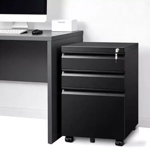 CuisinSmart 3 Drawer File Cabinet, with 4 Wheels, Locking File Cabinet for A4, Letter-Head, Legal-Size Folders, File Cabinet for Office&Study