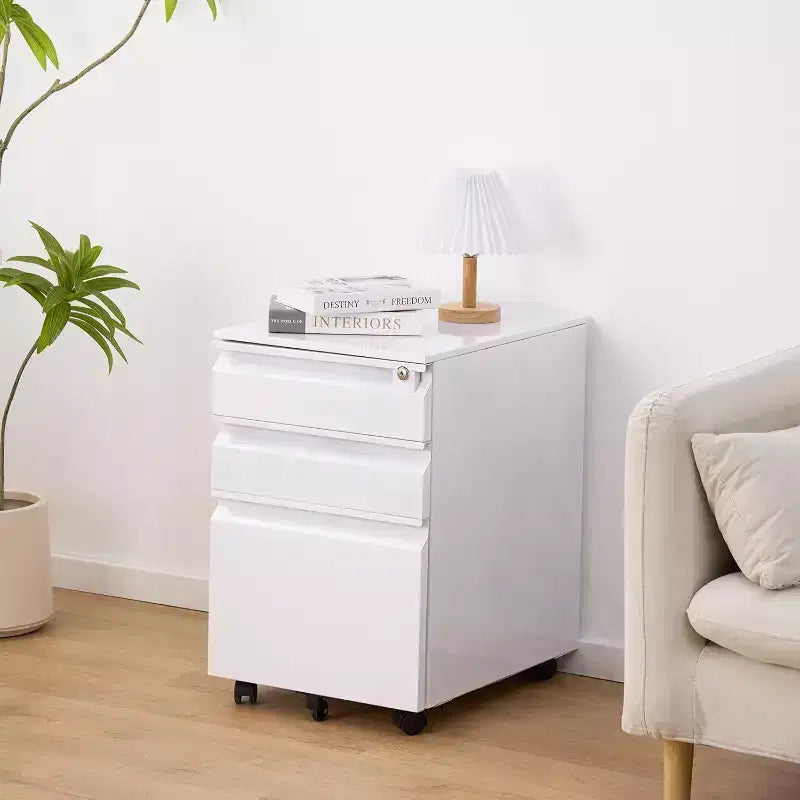 3 Drawer File Cabinet, with 4 Wheels, Locking File Cabinet for A4, Letter-Head, Legal-Size Folders, File Cabinet for Office&Study