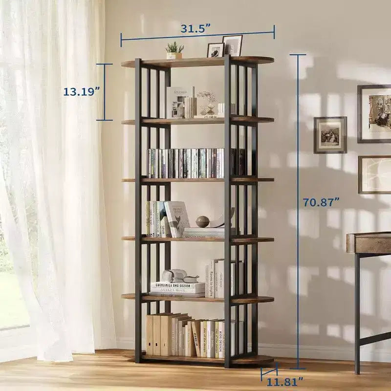 Étagère à livres, étagère à 6 niveaux, étagère de rangement industrielle sur pied