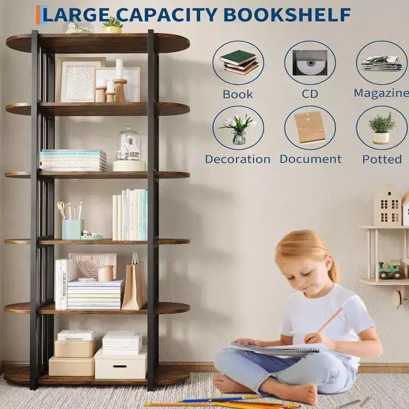 Étagère à livres, étagère à 6 niveaux, étagère de rangement industrielle sur pied