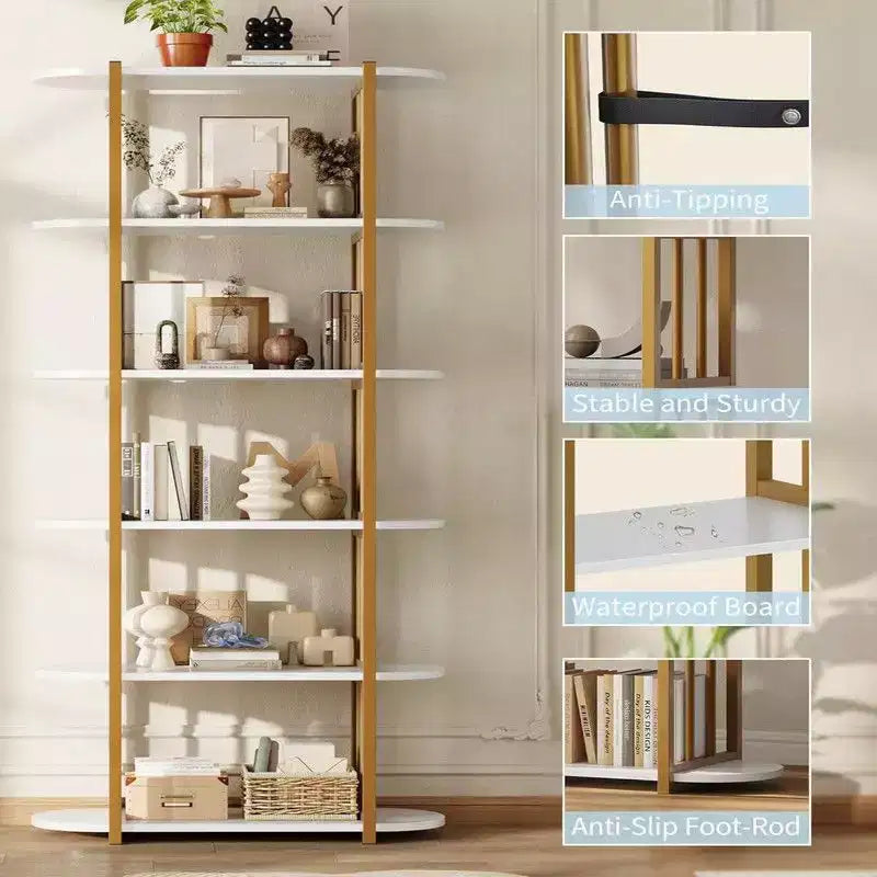 Étagère à livres, étagère à 6 niveaux, étagère de rangement industrielle sur pied