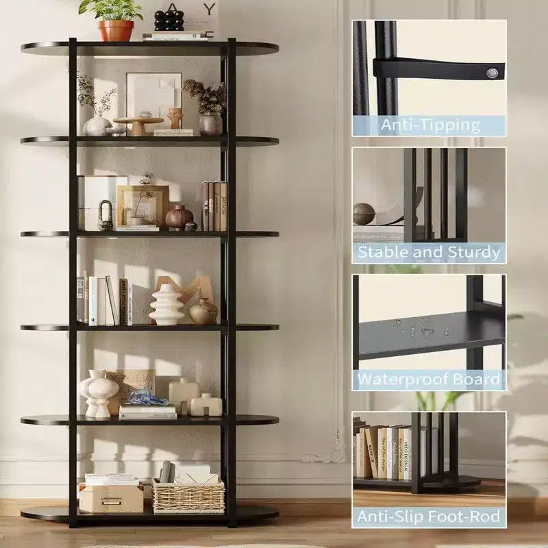 Bookshelf, 6 Tier Bookshelves,Industrial Free Standing Storage Shelving Unit