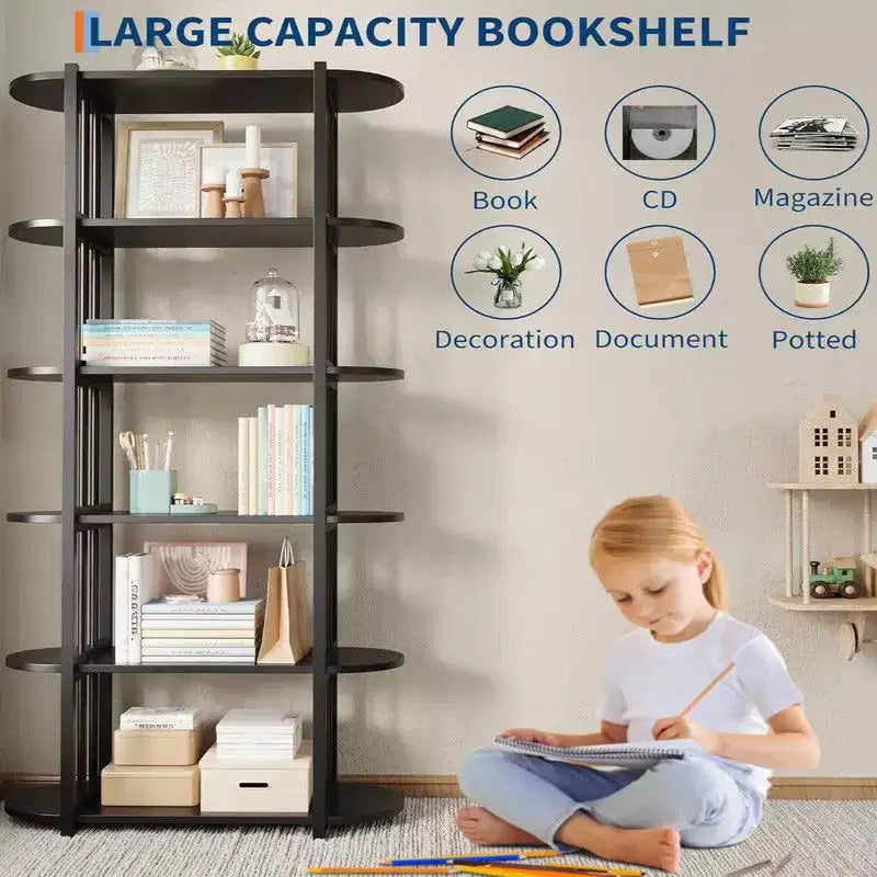 Bookshelf, 6 Tier Bookshelves,Industrial Free Standing Storage Shelving Unit