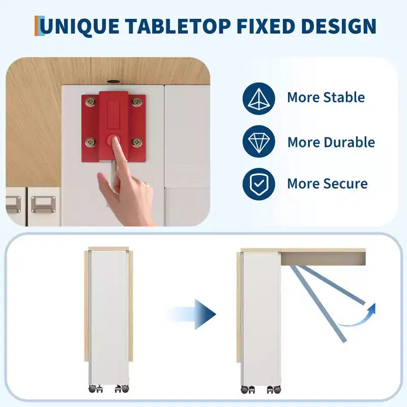 Folding Dining Table for Small Spaces, Multifunctional Drop Leaf Table with Storage Cabinet, Drawer & Wheels, Seats 4, Space-Saving Kitchen Island