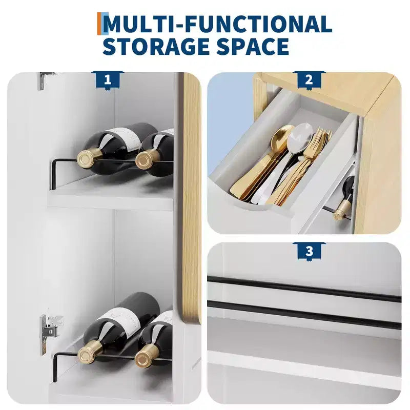 Folding Dining Table for Small Spaces, Multifunctional Drop Leaf Table with Storage Cabinet, Drawer & Wheels, Seats 4, Space-Saving Kitchen Island