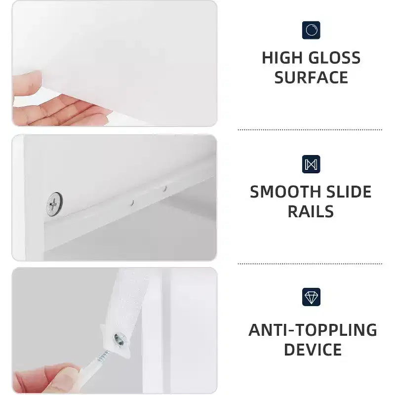 Commode moderne à 4 tiroirs avec plateau en verre trempé LED Meuble de rangement pour chambre à coucher et salon