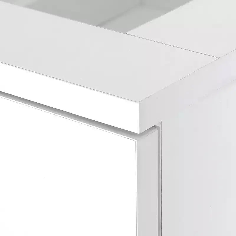 Commode moderne à 4 tiroirs avec plateau en verre trempé LED Meuble de rangement pour chambre à coucher et salon