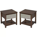 Table de chevet Eliana en bois de style ferme moderne avec tiroir et étagère ouverte