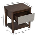 Table de chevet Eliana en bois de style ferme moderne avec tiroir et étagère ouverte