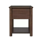 Table de chevet Eliana en bois de style ferme moderne avec tiroir et étagère ouverte