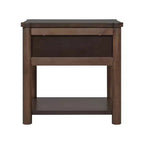 Table de chevet Eliana en bois de style ferme moderne avec tiroir et étagère ouverte