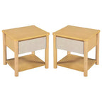 Table de chevet Eliana en bois de style ferme moderne avec tiroir et étagère ouverte