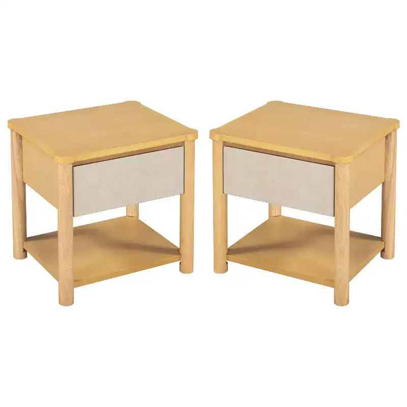 Eliana Modern Farmhouse Wood Nightstand with Drawer and Open Shelf