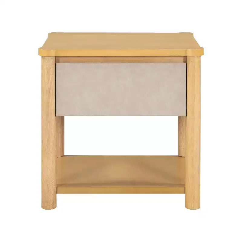 Eliana Modern Farmhouse Wood Nightstand with Drawer and Open Shelf