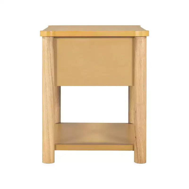 Table de chevet Eliana en bois de style ferme moderne avec tiroir et étagère ouverte