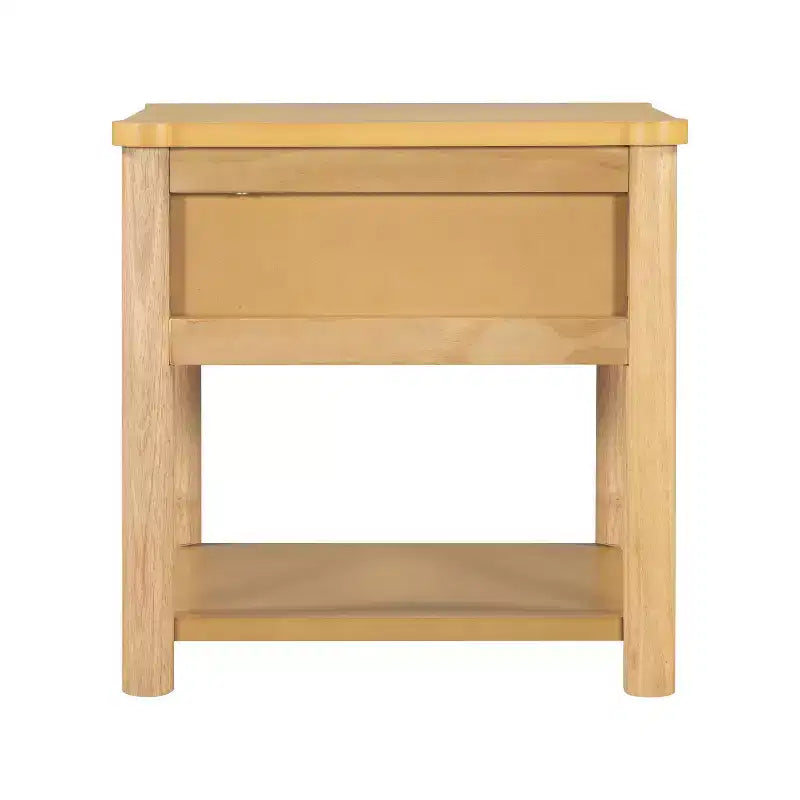 Table de chevet Eliana en bois de style ferme moderne avec tiroir et étagère ouverte