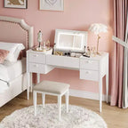Coiffeuse de 120 cm avec lumières, tabouret, plateau relevable et miroir pour chambre à coucher