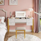 Coiffeuse de 120 cm avec lumières, tabouret, plateau relevable et miroir pour chambre à coucher