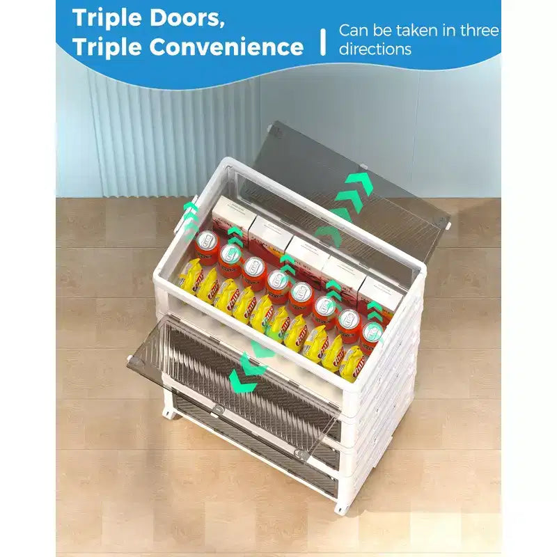 Bacs de rangement pliables à 4 niveaux de 83 litres, organisateurs empilables en plastique blancs