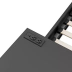 Lit double pour joueur avec bureau et LED et tiroirs de rangement, lit métallique pour joueur, lits jumeaux avec bureau, noir