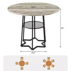 38.6 Wood Round Dining Table with Metal Base and Storage Shelf for Home, Kitchen, Living Room, (Only Table)