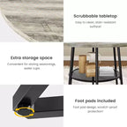 38.6 Wood Round Dining Table with Metal Base and Storage Shelf for Home, Kitchen, Living Room, (Only Table)