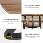 38.6 Wood Round Dining Table with Metal Base and Storage Shelf for Home, Kitchen, Living Room, (Only Table)