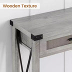 Table console de style rétro de 109 cm avec 2 tiroirs, MDF effet bois et cadre métallique, table d'entrée rectangulaire