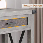Table console de style rétro de 109 cm avec 2 tiroirs, MDF effet bois et cadre métallique, table d'entrée rectangulaire