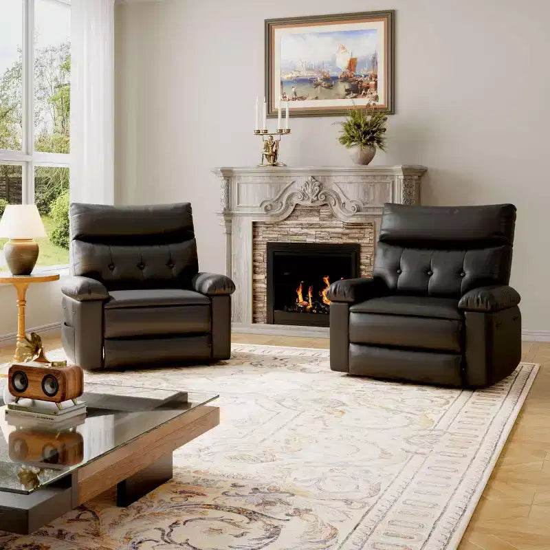 Fauteuil inclinable pivotant surdimensionné - Fauteuil inclinable manuel extra large en cuir PU pour adultes, grand fauteuil paresseux avec accoudoirs et dossier confortables en éponge 1,5X