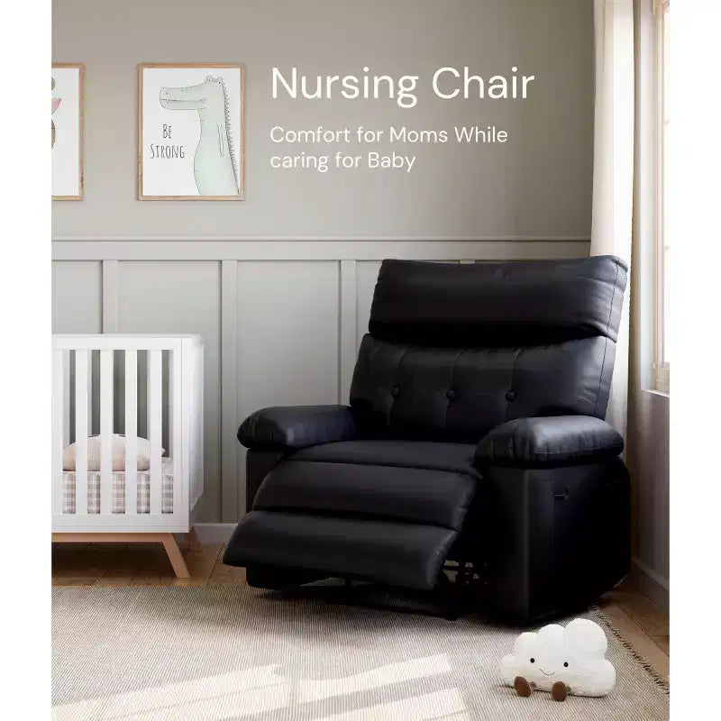 Fauteuil inclinable pivotant surdimensionné - Fauteuil inclinable manuel extra large en cuir PU pour adultes, grand fauteuil paresseux avec accoudoirs et dossier confortables en éponge 1,5X