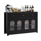 Bahut de salle à manger avec tiroirs, grand bahut de 140 cm avec 3 tiroirs et 4 portes, table de bar à café en bois